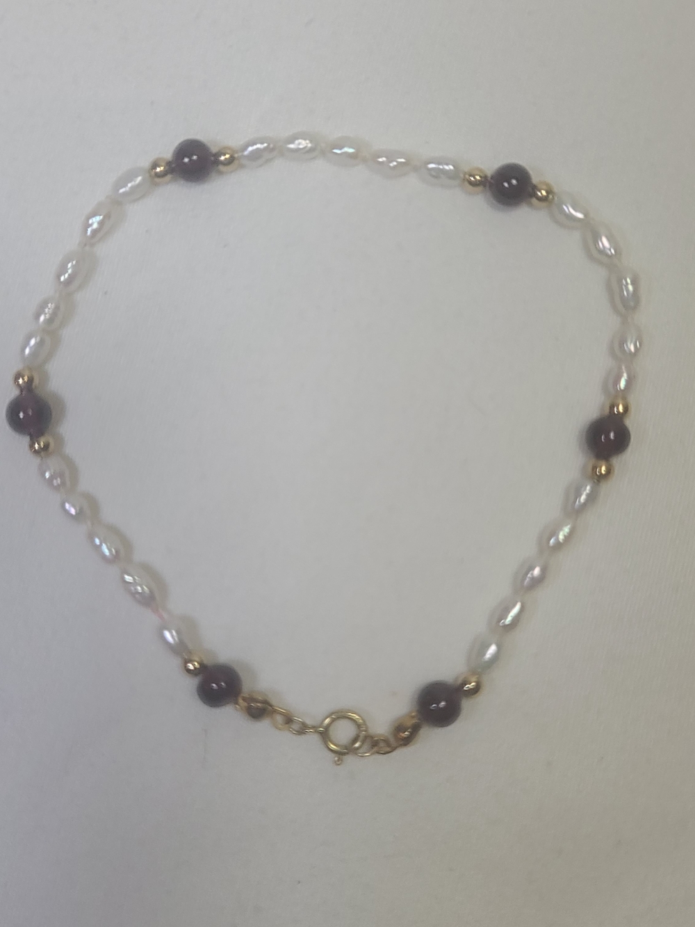 14k Gold Filled Freshwater Pearl Garnet Beaded Bracelet